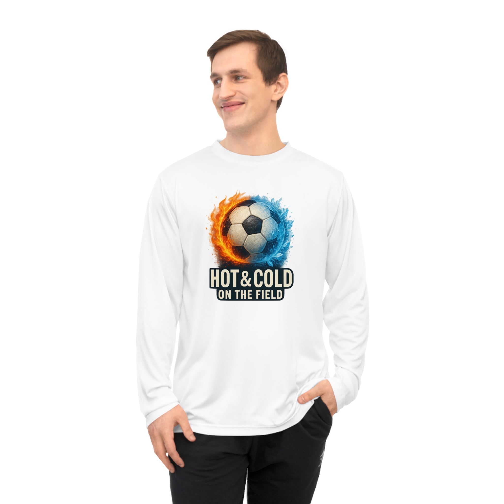 "Hot & Cold on the Field" Unisex Performance Long Sleeve Soccer Shirt