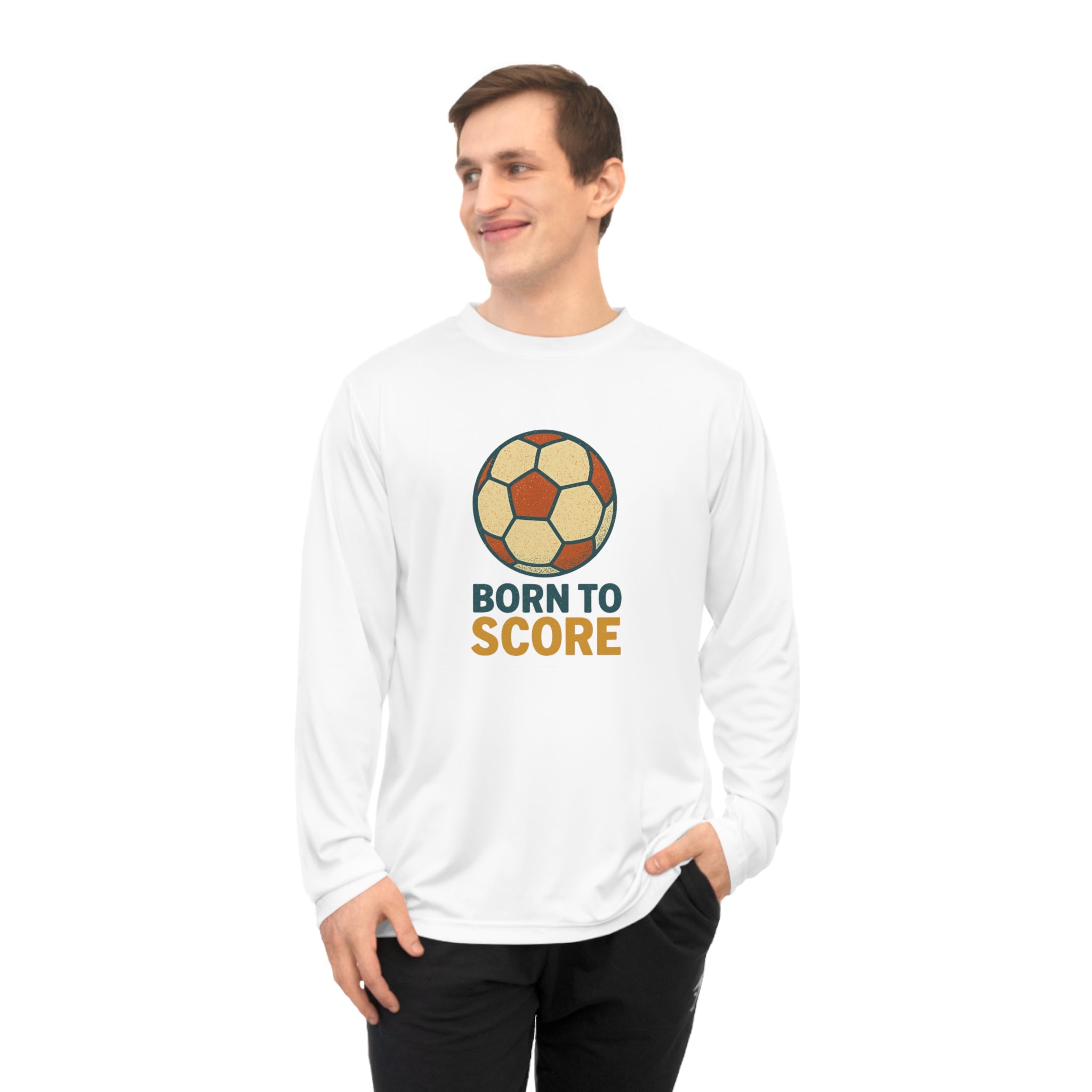 Born to Score Unisex Performance Long Sleeve Soccer Shirt