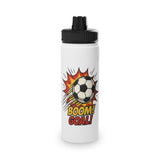 Sporty Stainless Steel Water Bottle - "BOOM! GOAL!" Design