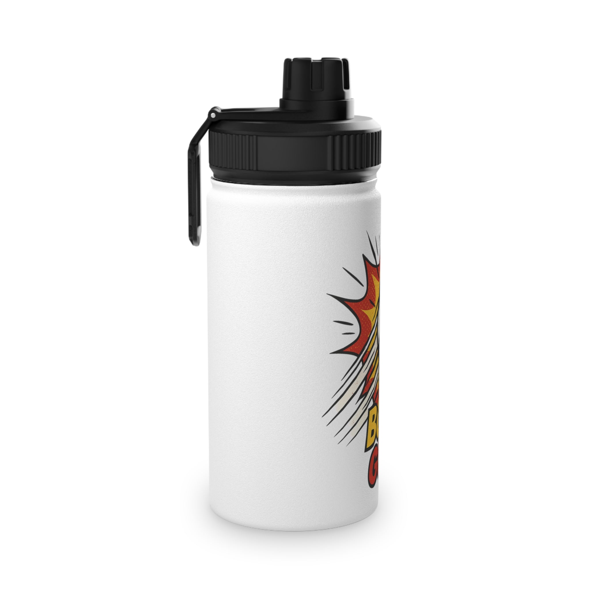 Sporty Stainless Steel Water Bottle - "BOOM! GOAL!" Design