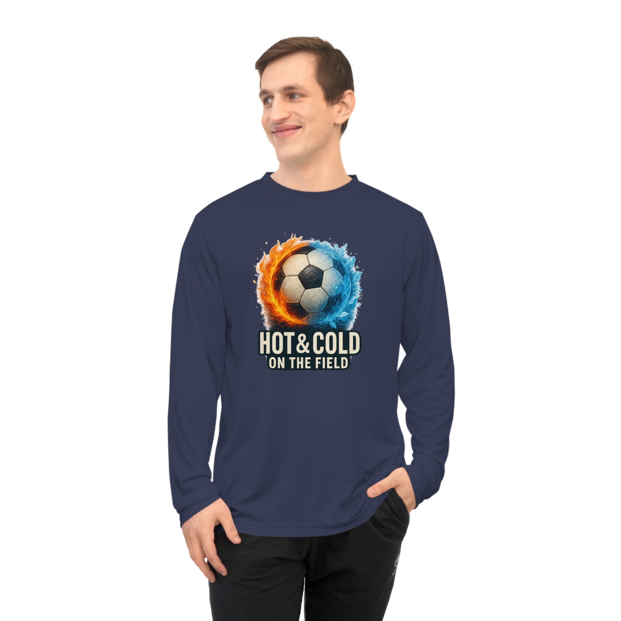 "Hot & Cold on the Field" Unisex Performance Long Sleeve Soccer Shirt
