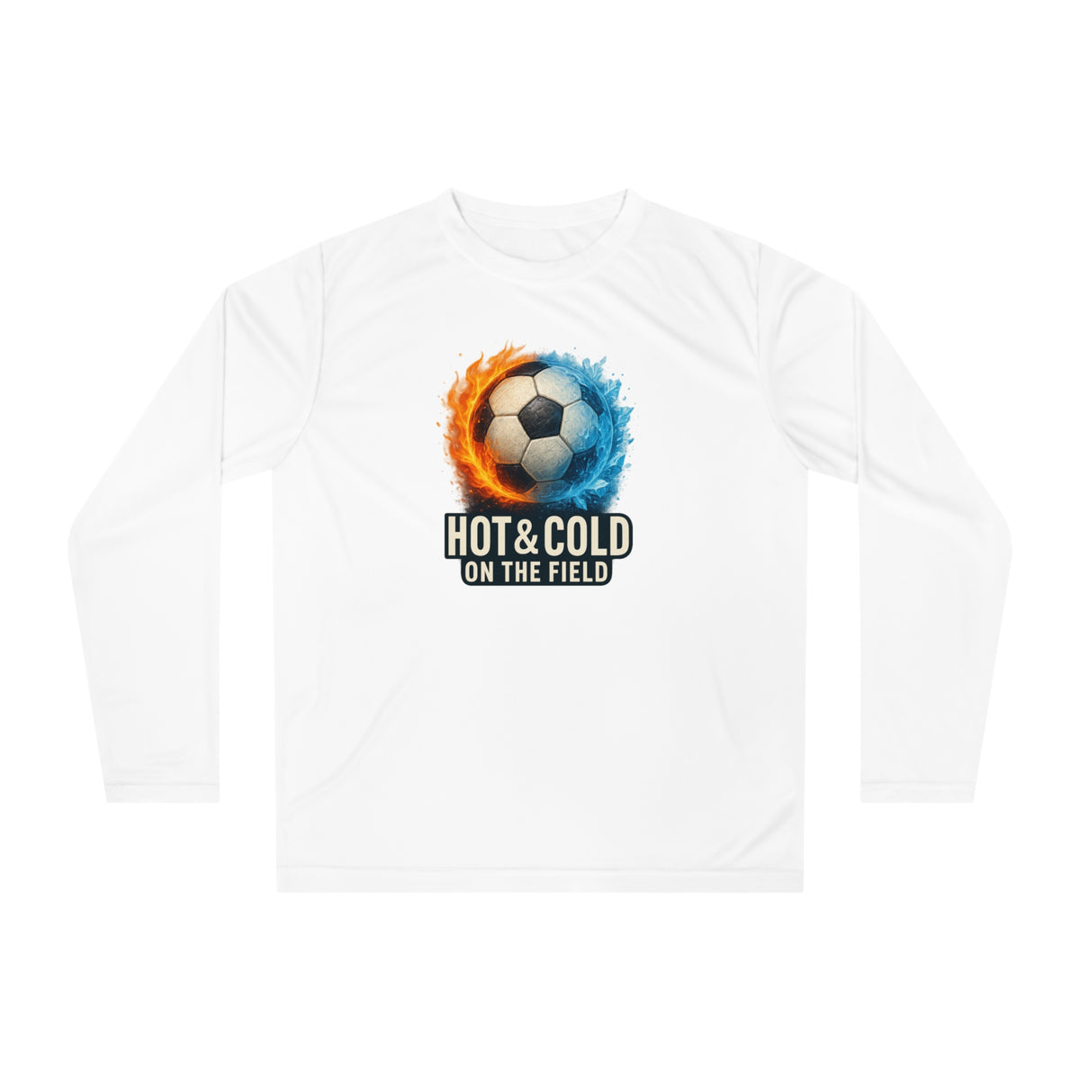 "Hot & Cold on the Field" Unisex Performance Long Sleeve Soccer Shirt