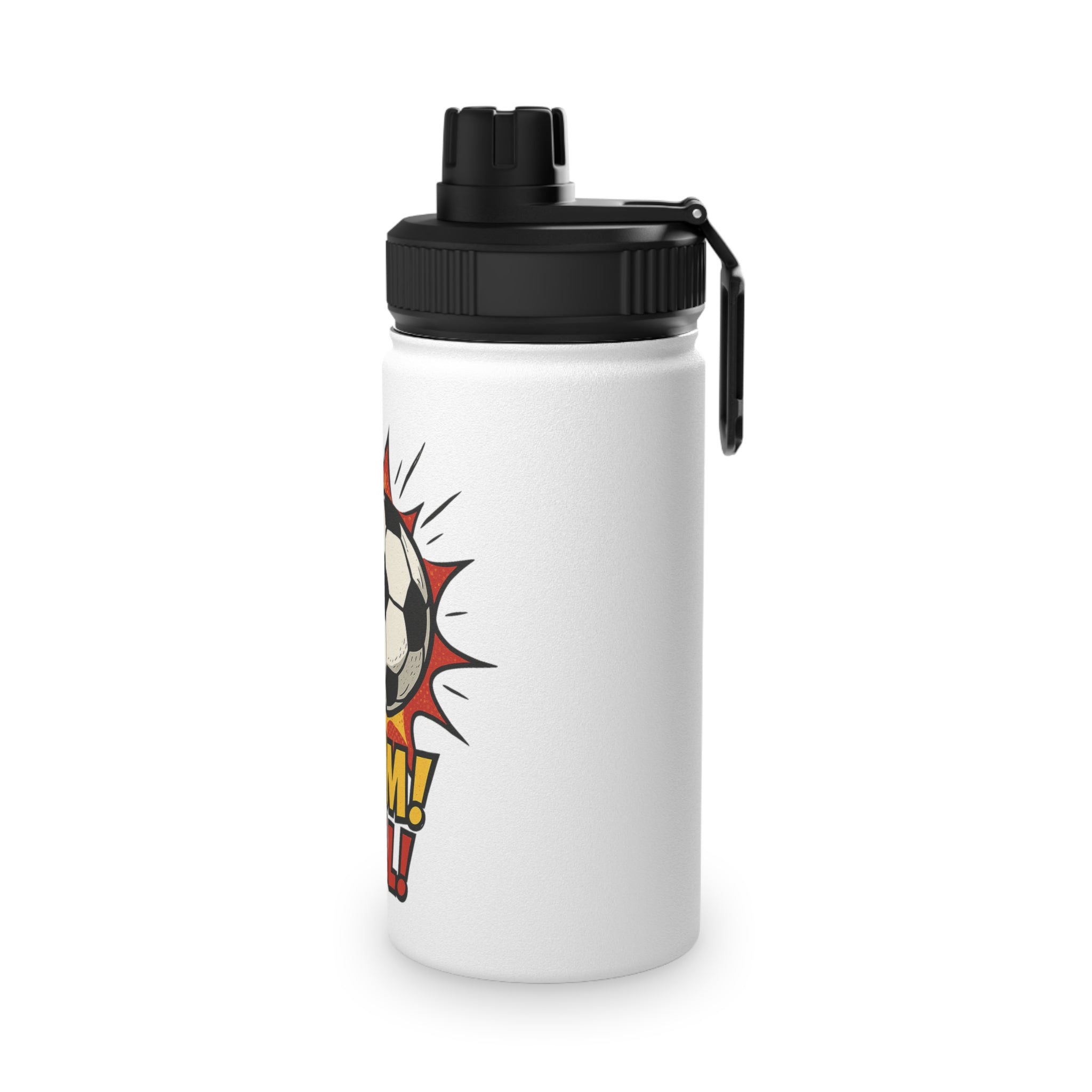 Sporty Stainless Steel Water Bottle - "BOOM! GOAL!" Design
