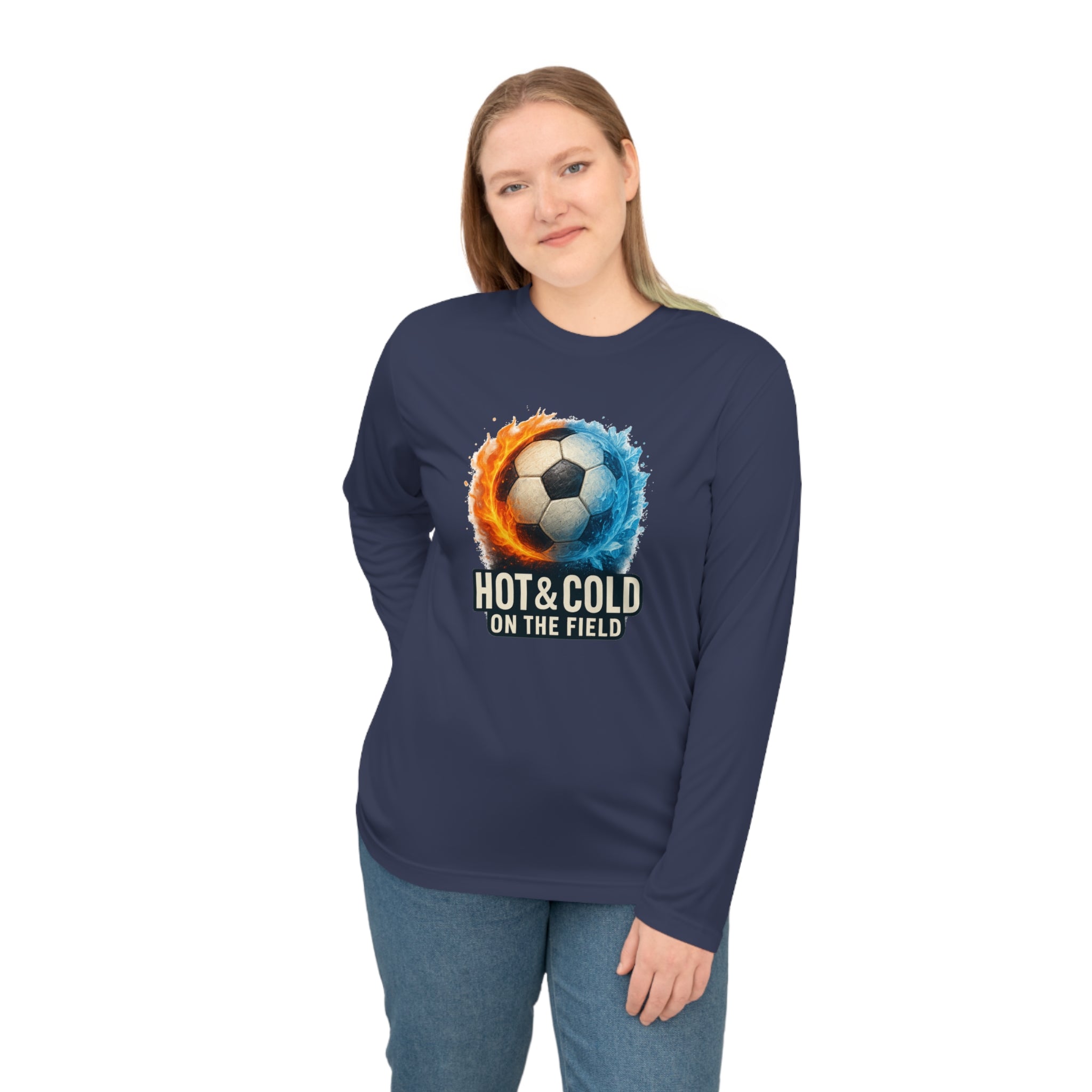 "Hot & Cold on the Field" Unisex Performance Long Sleeve Soccer Shirt