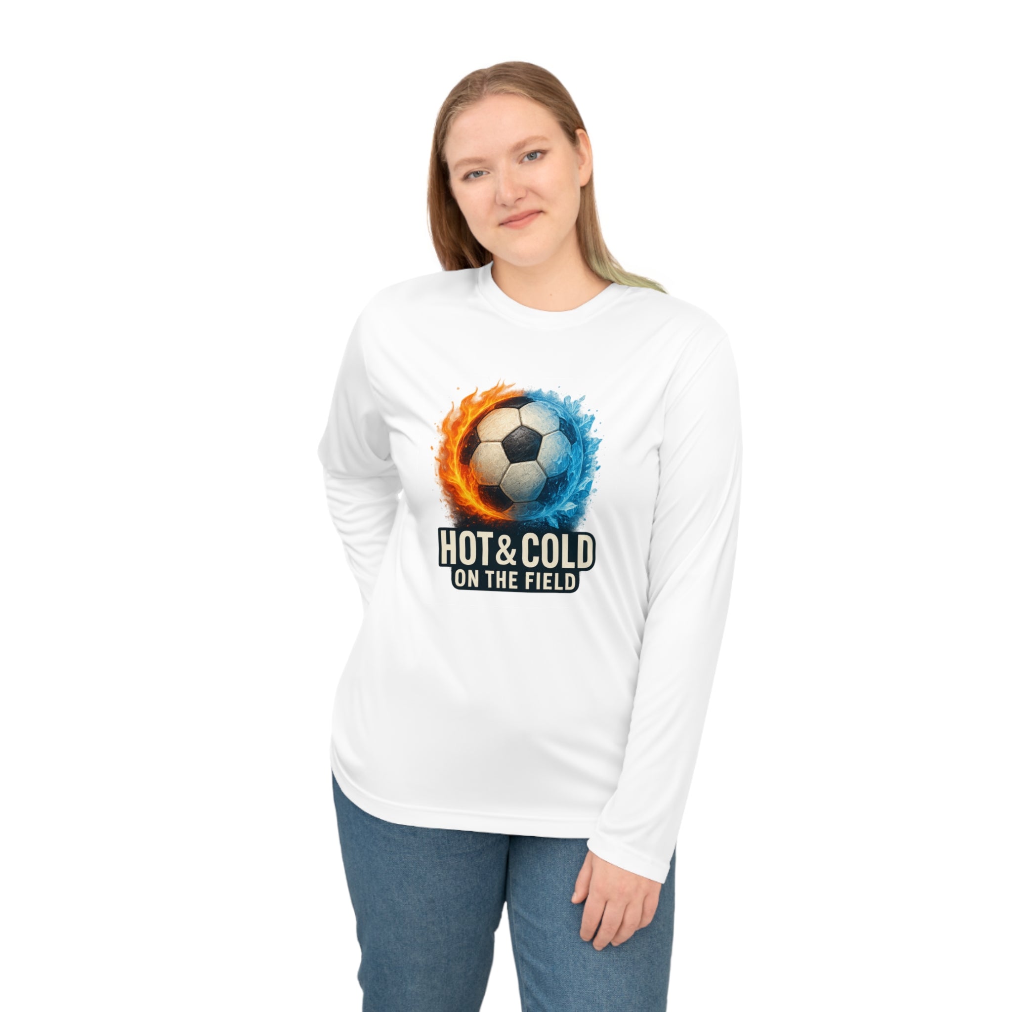"Hot & Cold on the Field" Unisex Performance Long Sleeve Soccer Shirt